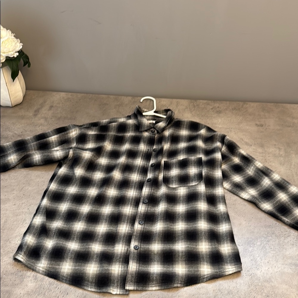 Black and White Casual Button Down Shirt